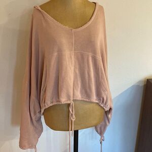 Free People Movement Ojai Crop pink Hoodie Womens Sz S/P excellent pre owned